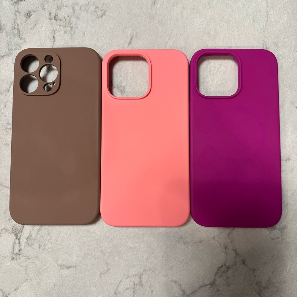 Stylish Phone Case Set - Brown, Pink, and Purple Mag Safe 14 pro max